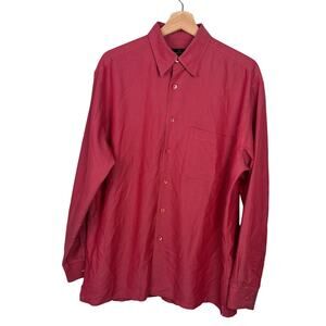 Bugatchi Uomo Men's Medium Red Print Button Up‎ Long Sleeve Dress Shirt Business